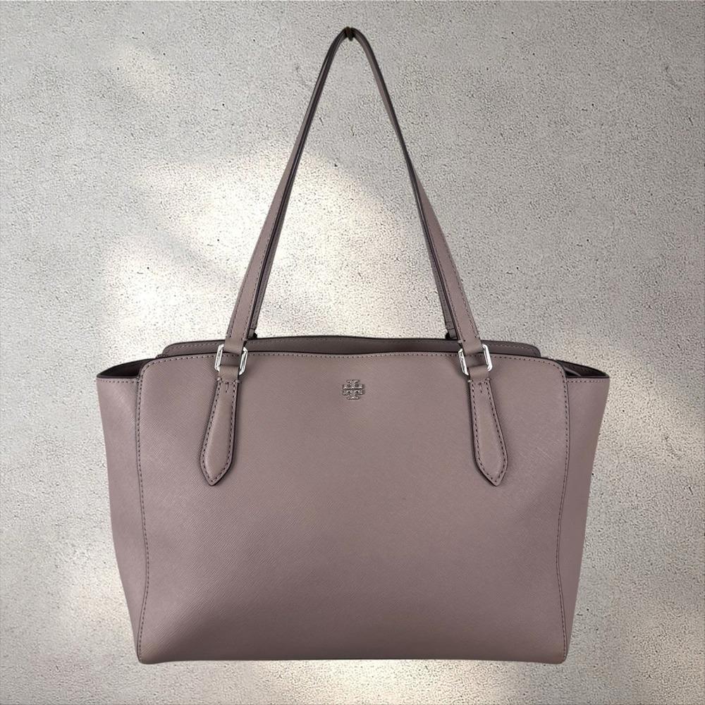 Tory Burch Emerson Small Top Zip Tote Bag French Gray Taupe
